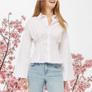 TOPSHOP Bell sleeve Ruffle Blouse